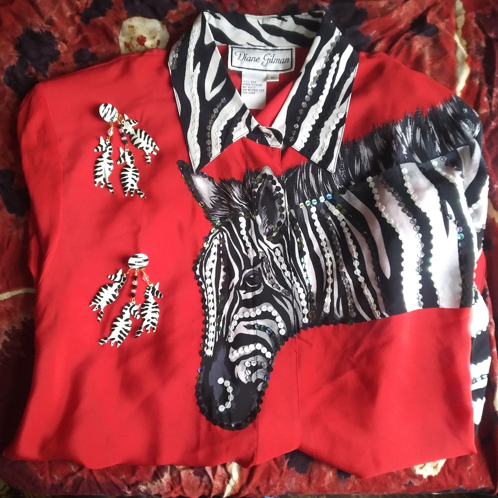 LUNCH AT THE RITZ earrings & Diane Gilman Top